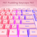 Pink Creamy Keyboard, Rainbow LED Backlit, 104 Keys Silent Light Up Gaming - Image 3