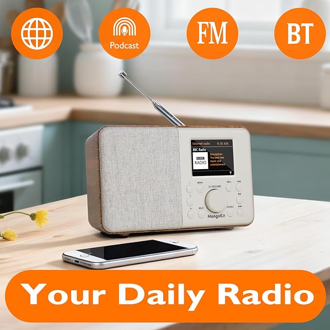 SR10 Bluetooth 5.3, Podcast Player, Portable FM Radio, Mains or AA Battery - Image 2