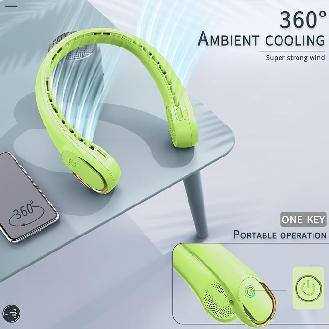 Portable Neck Fan, Bladeless Neck Fan, USB Rechargeable Personal Fan, 4000 mAh - Image 5