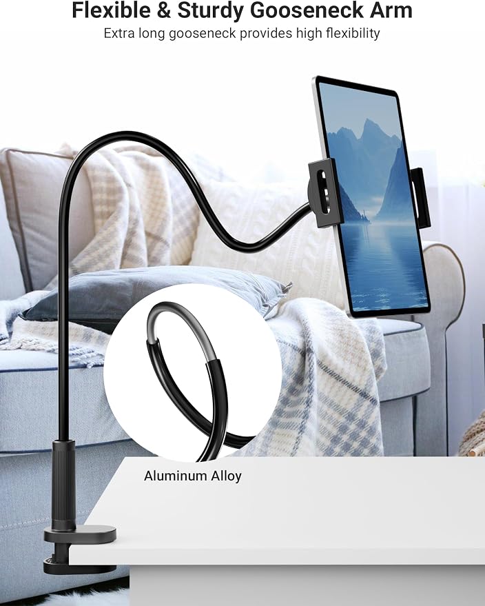 Flexible Gooseneck Tablet Holder, 360° Adjustable Phone Mount - Image 2