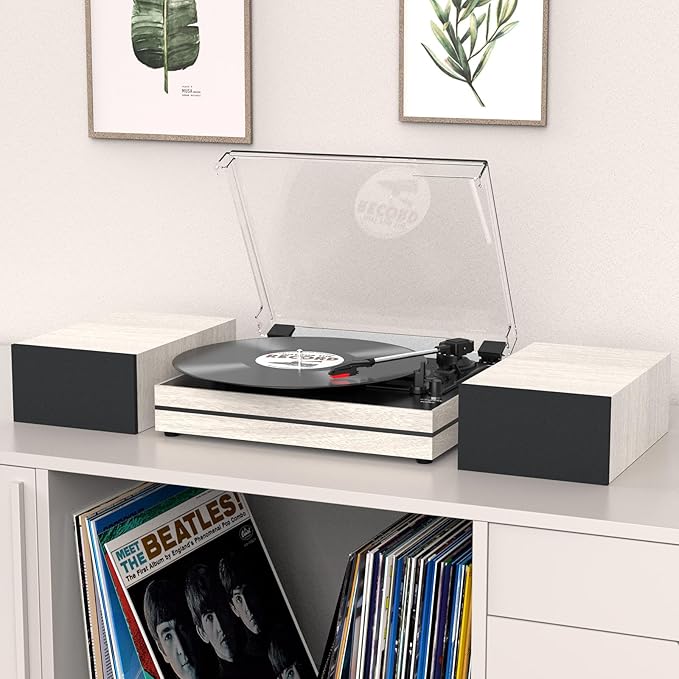 Record Player for Vinyl with External Speakers, Belt-Drive Turntable with Dual - Image 2