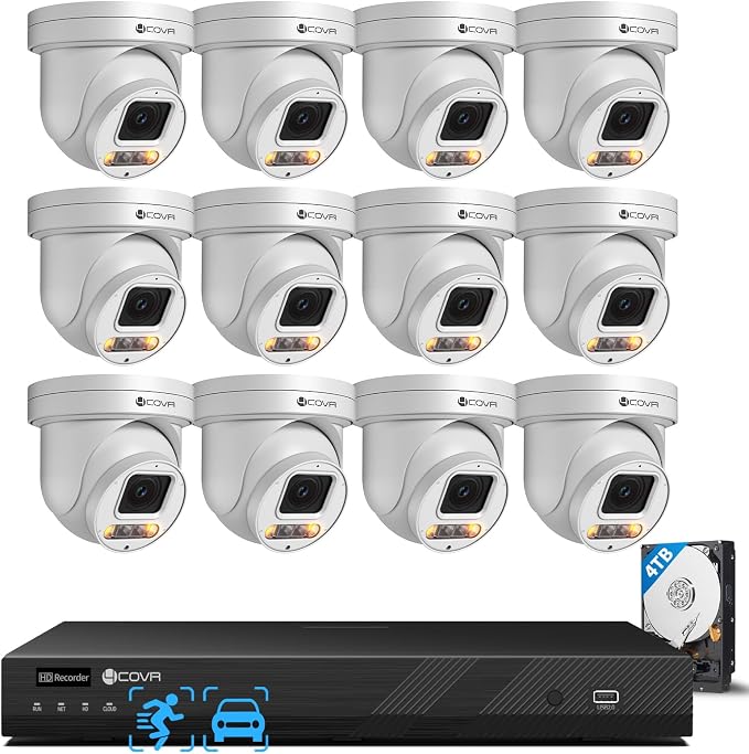 4COVR 16 Channel PoE PTZ Security Camera System, 12X 5MP IP PTZ Camera Two Way by 4COVR