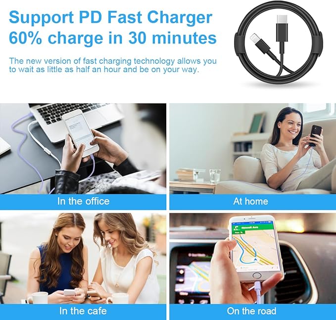 iPhone Fast Charger 3+3Pack 20W USB C Wall Charger - Image 6