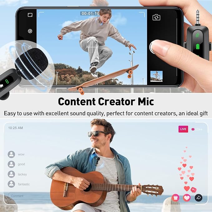 Wireless Lavalier Microphone for iPhone, USB C, Camera Video Recording 4 in 1 - Image 7
