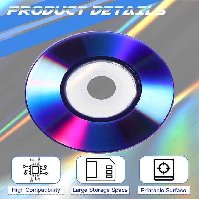 Copkim 50 Pieces 3 Inch Mini DVD-R Blank Discs 1.4 GB 1-4 X Recordable Media - Image 4