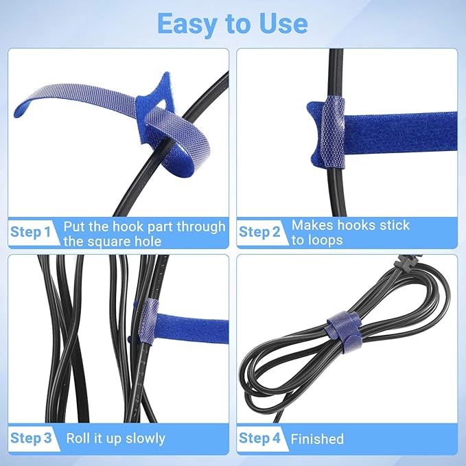200 PCS Cable Ties Reusable 4+6+8inch Multi-Colour Cord Organizer - Image 4