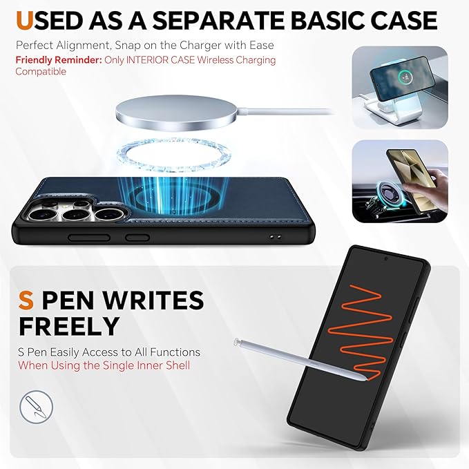 TUCCH Case for Galaxy S25 Ultra, 2 in1 Magnetic PU Leather Wallet - Image 4