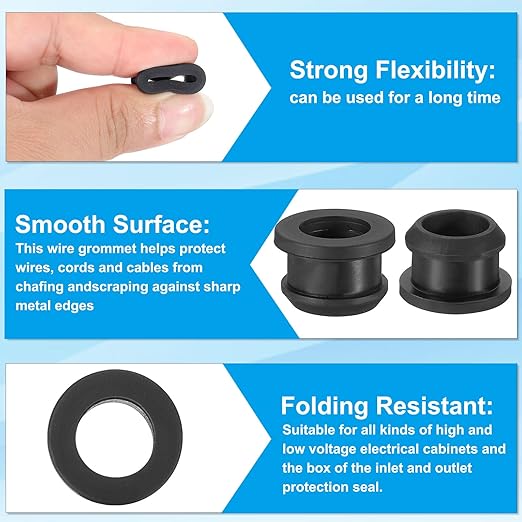 PATIKIL 13.5mm / 1/2 Inch Drill Hole, 7/16 Inch ID Rubber Grommets - Image 3