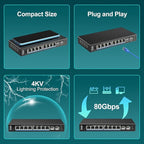 10 Port 2.5G Switch Unmanaged, VIMIN 8X 2.5G Switch Base-T Ports+2X 10G SFP Port - Image 7
