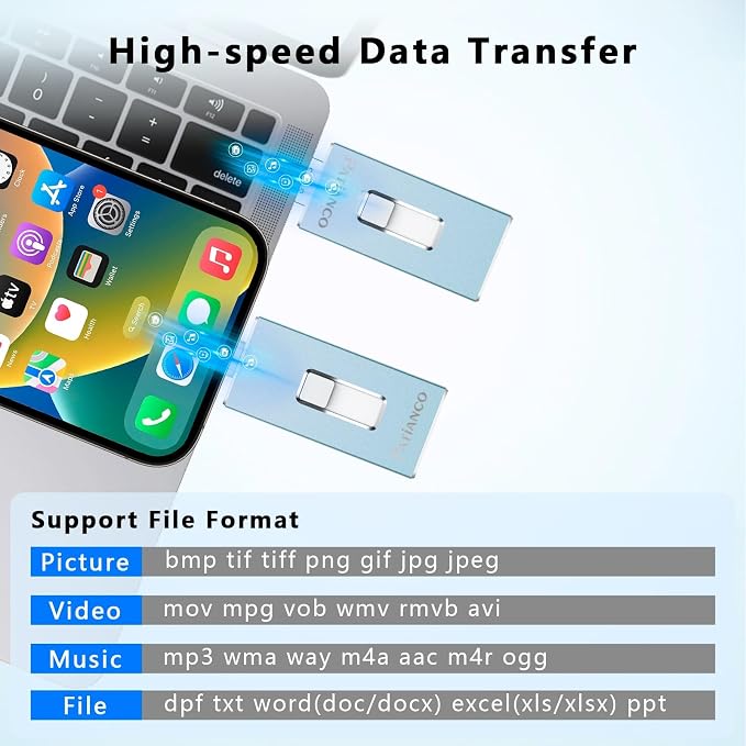 Patianco Apple MFi Certified 512GB iPhone/iPad USB Flash Drive, Lightning - Image 4