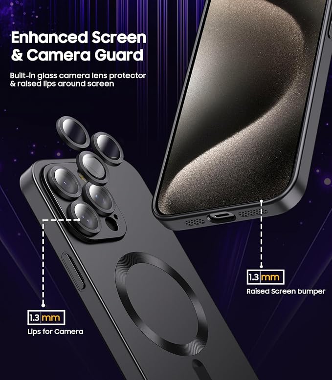 Magnetic for iPhone 15 Pro Case Slim Soft Silicone Bumper Shockproof Metallic - Image 3