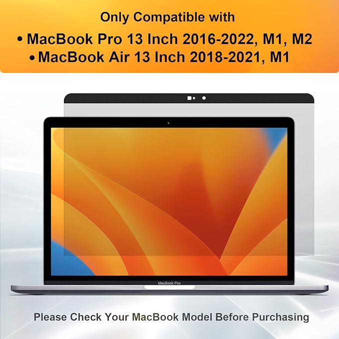 Privacy Screen MacBook Pro 13 Inch & MacBook Air 13", Magnetic Anti Glare Blue - Image 8