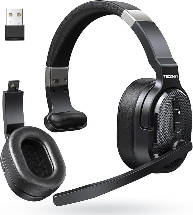 TECKNET Bluetooth Trucker Headset, Single and Dual Ear Wireless Headset by Tecknet