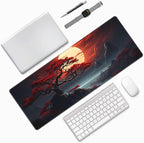 Darkness Red Moon Desk Mat Japanese Mouse Pad, Large Japanese Desk Mat - Image 9