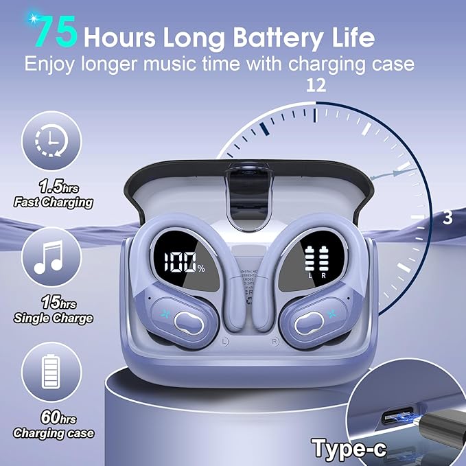Wireless Earbuds 75hrs Bluetooth 5.4 Headphone Sport, 2025 Bluetooth Earbuds - Image 2
