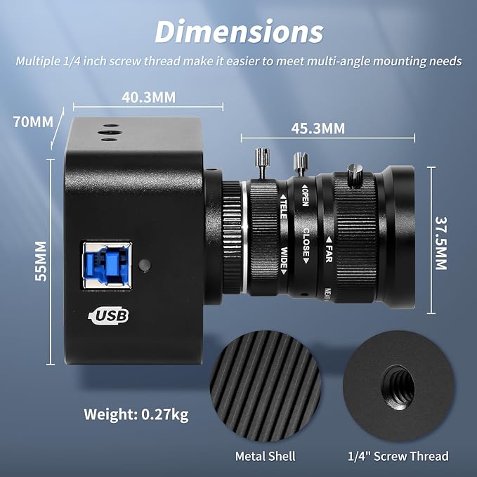 MOKOSE USB Camera 4K, USB3.0 Manual Focus Webcam - Image 3