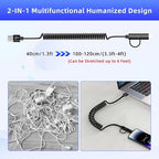 USB to USB-C and Lightning Cable Combo 2 in 1 Coiled Cable Support Apple - Image 7