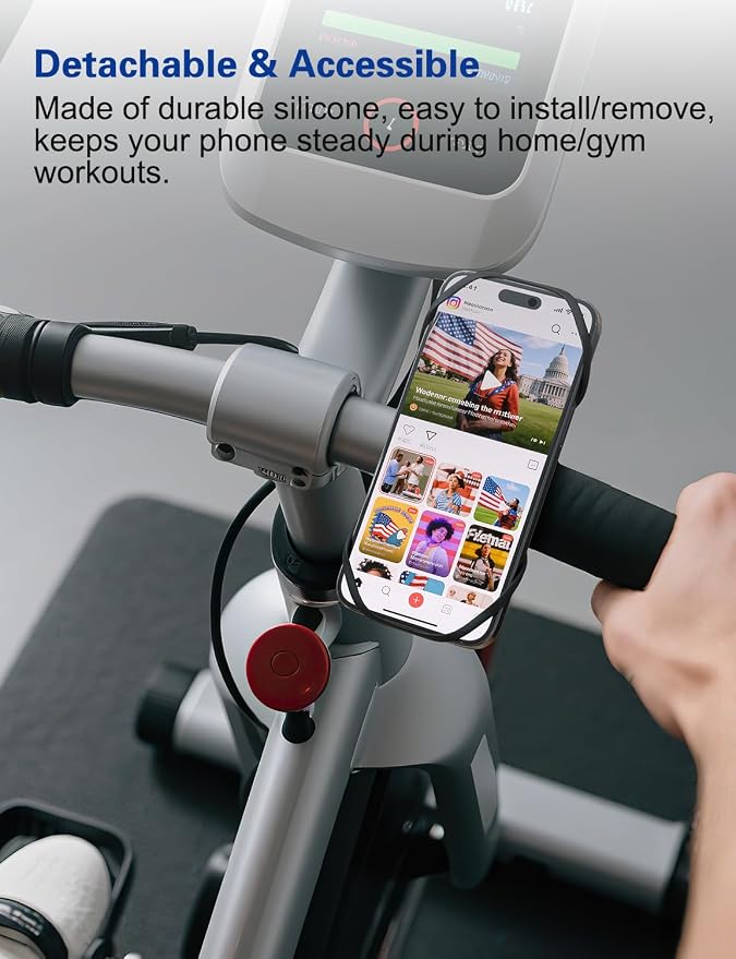 Bike Phone Holder, Motorcycle Cell Phone Mount- 360° Rotatable, Silicone - Image 7