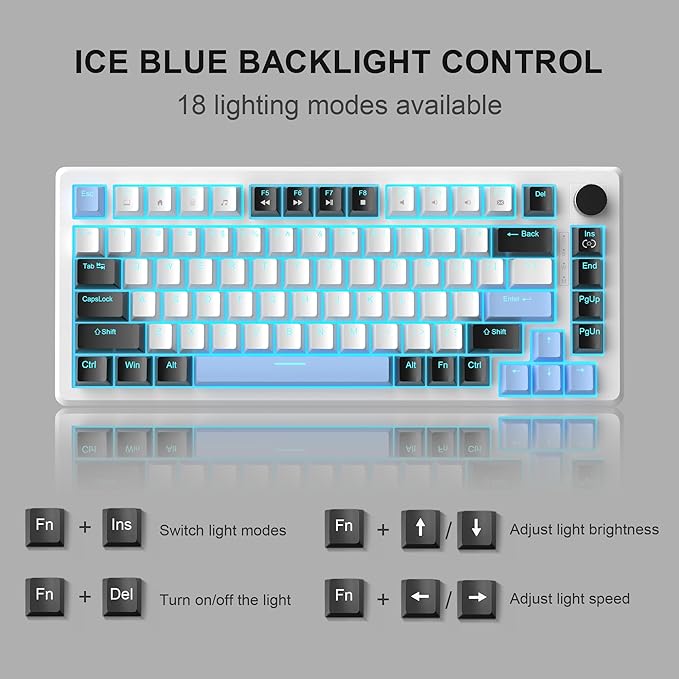MageGee 75% Mechanical Gaming Keyboard, Compact Blue Backlit Wired Gaming - Image 2