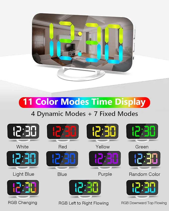 SZELAM Digital Alarm Clock, LED RGB Colorful Clocks, - Image 3