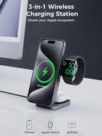 3 in 1 Charging Station, MagFusion Z Foldable Qi2 Certified 15W Wireless - Image 2