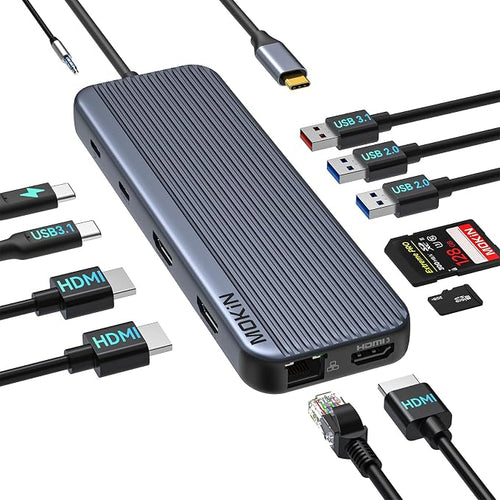 3 HDMI Laptop Docking Station, MOKiN USB C Dock 3 Monitors, 12 in 1 USB C to 3 by MOKiN