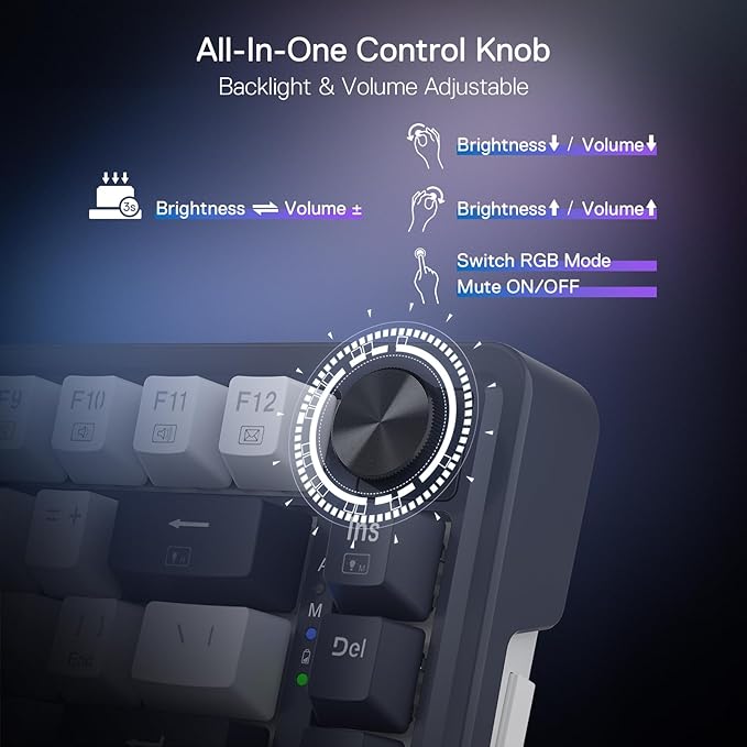 Redragon K673 PRO 75% Wireless Gasket RGB Gaming Keyboard, 3-Modes 81 Keys - Image 6