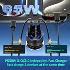 Car Charger USB C Fast Charging, 65W 4-Port Fast Car Phone Charger Accessories - Image 2