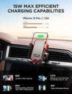 Wireless Car Charger, 15W Fast Charging Auto Clamping Car Charger Cell Phone - Image 2