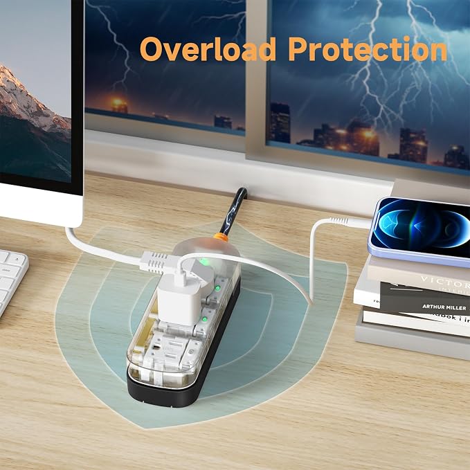 Surge Protector Power Strip, Covozon 3 Outlets 6ft Extension Cord, 1875W - Image 4
