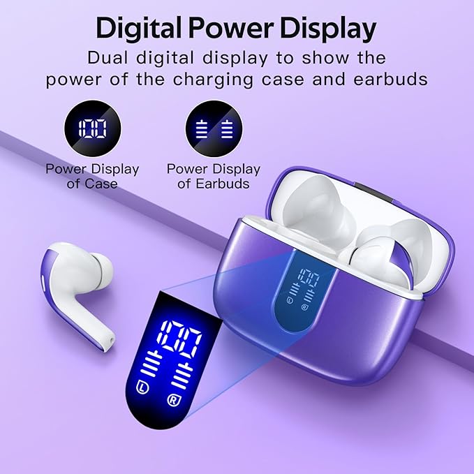 TAGRY Bluetooth Headphones True Wireless Earbuds 60H Playback LED Power Display - Image 2