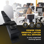 9 Black Verticle Outlets 6 Feet Power Cord Heavy Duty Metal Surge Protector - Image 7