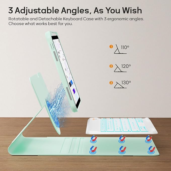 BLUTLOTUS Keyboard Case for 9th Generation for iPad 10.2'' 360° Rotatable - Image 3