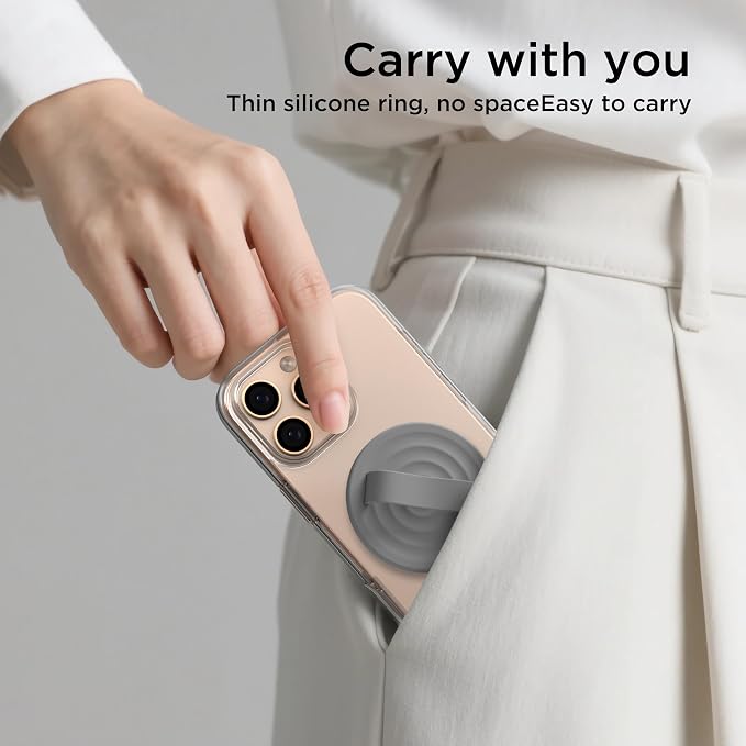 Magnetic Phone Ring Grip Holder, Silicone Finger Loop Grip, Compatible - Image 9