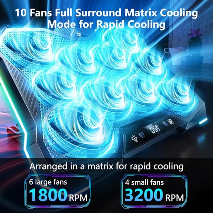 G-STORY Gaming Laptop Cooling Pad, RGB Lights Laptop Cooler - Image 2