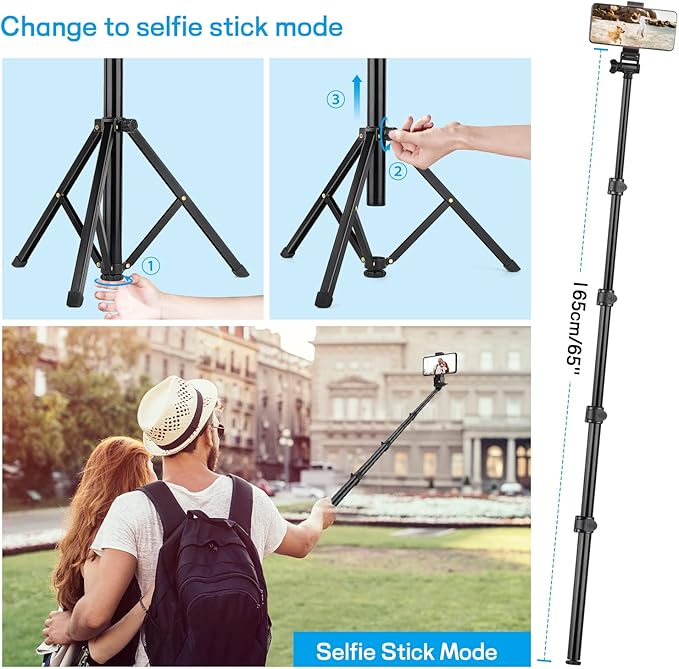 Victiv 68 inch/ 173cm Phone Tripod Stand, Selfie Stick Tripod - Image 3