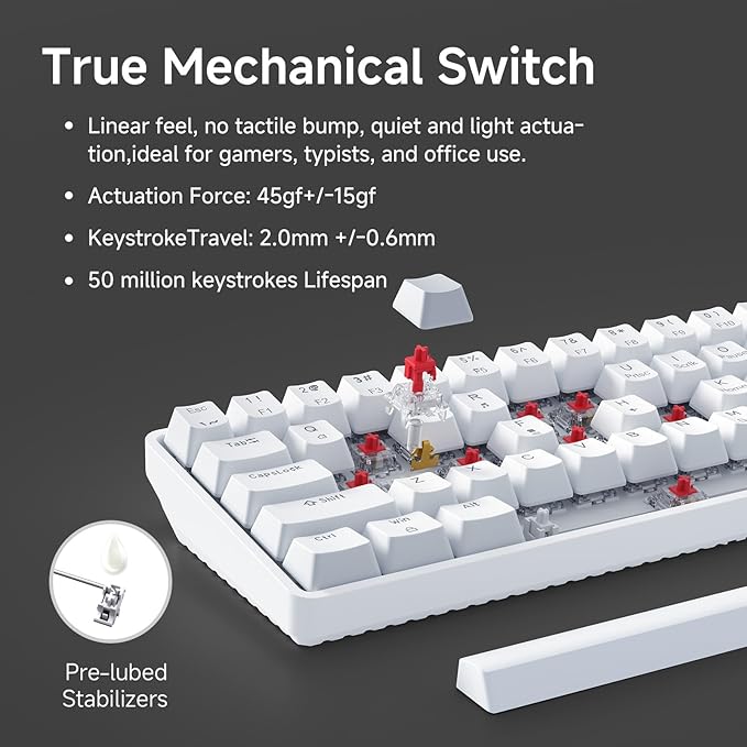 TMKB 60% Mechanical Gaming Keyboard, LED Backlight, Anti-Ghosting, Detachable - Image 3