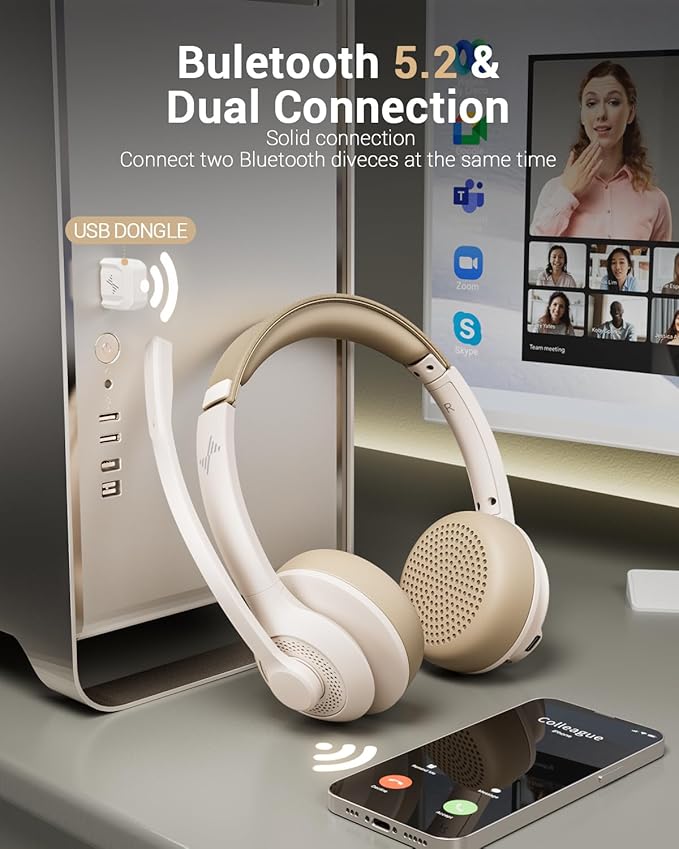 Wireless Headset with AI Noise Cancelling Microphone Bluetooth Headset - Image 2