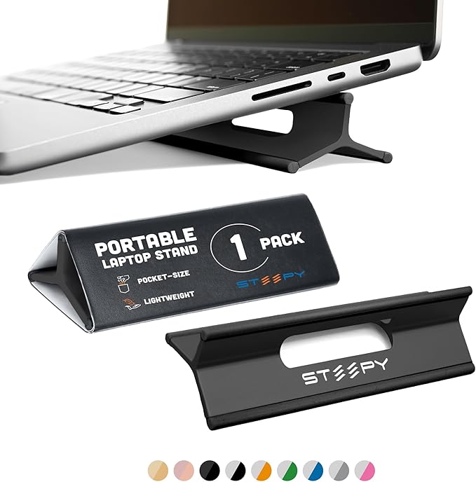 Steepy Portable Laptop Stand for Desk – Adjustable Height, & Portable Laptop by Steepy
