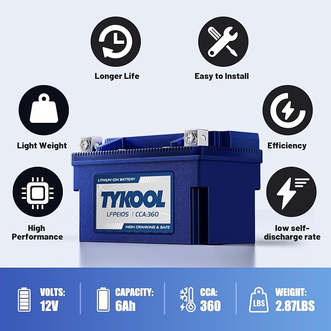 YTZ10S 12v lithium battery 6Ah 360CCA LiFePO4 battery, - Image 6