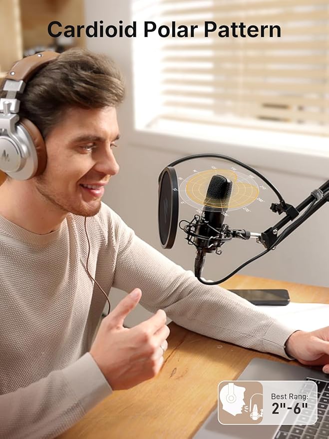 MAONO XLR/USB Condenser Microphone: 192kHz/24Bit Plug & Play PC Computer - Image 7