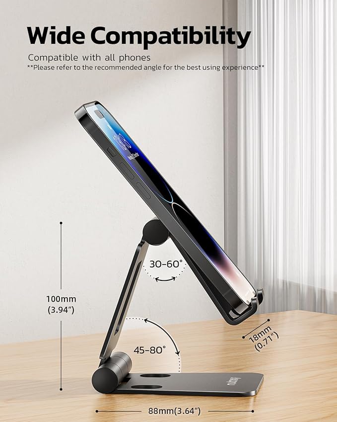 Nulaxy Dual Folding Cell Phone Stand, Fully Adjustable Foldable Desktop Phone - Image 4
