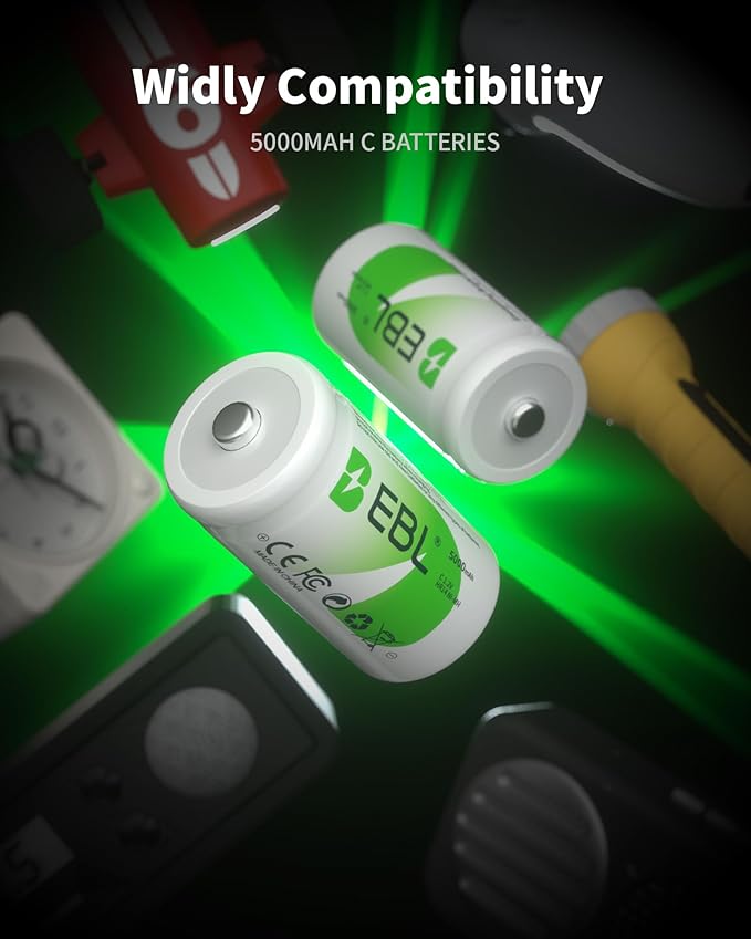 EBL C Batteries High Energy 5000mAh Ready2Use C Rechargeable Battery Cells - Image 7