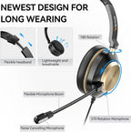 Wantek USB Headset with Microphone, Type-c/USB/3.5mm Jack 3-in-1 PC Headset - Image 5