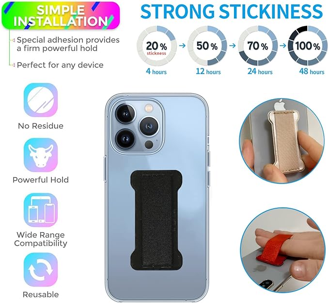 Phone Grip Holder for Hand, Universal Finger Strap Phone Holder, Finger Selfie - Image 2