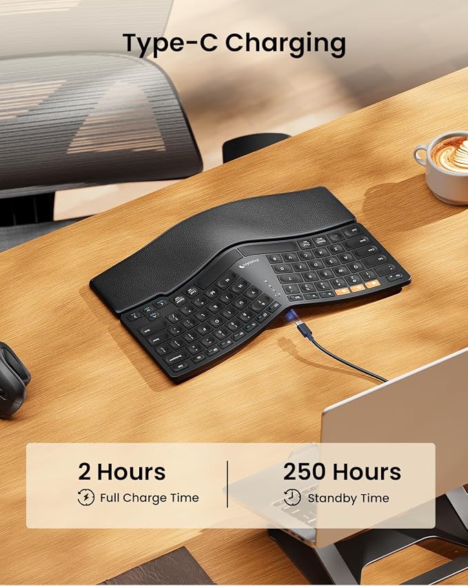 ProtoArc Bluetooth Ergonomic Keyboard, EK04 Mini Compact Wireless Ergo Keyboard - Image 6