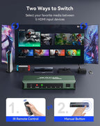 HDMI Switch 5 in 1 Out 4K@60Hz, GANA HDMI Splitter Switcher - Image 4