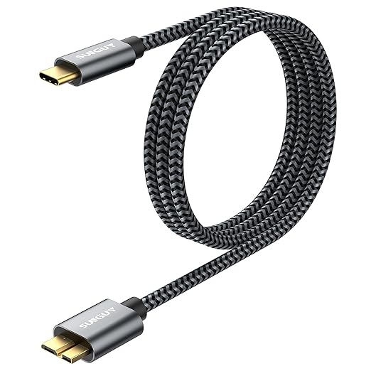 SUNGUY 10Gbps Micro B to USB C Hard Drive Cable 3FT, USB 3.1 USB C to Micro B by SUNGUY