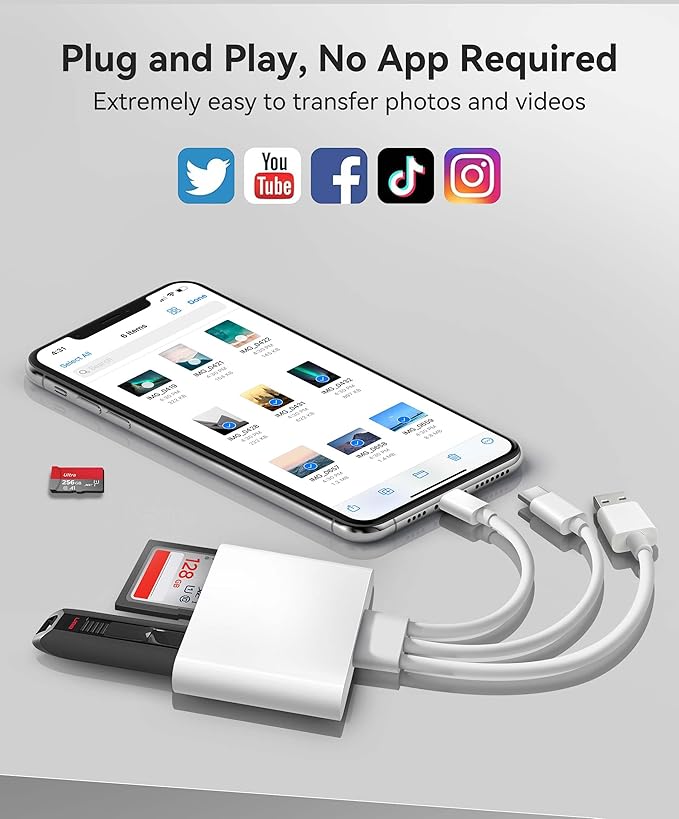 SD Card Reader for iPhone iPad Mac Trail Game Camera Viewer Built-in 3-in-1 - Image 3