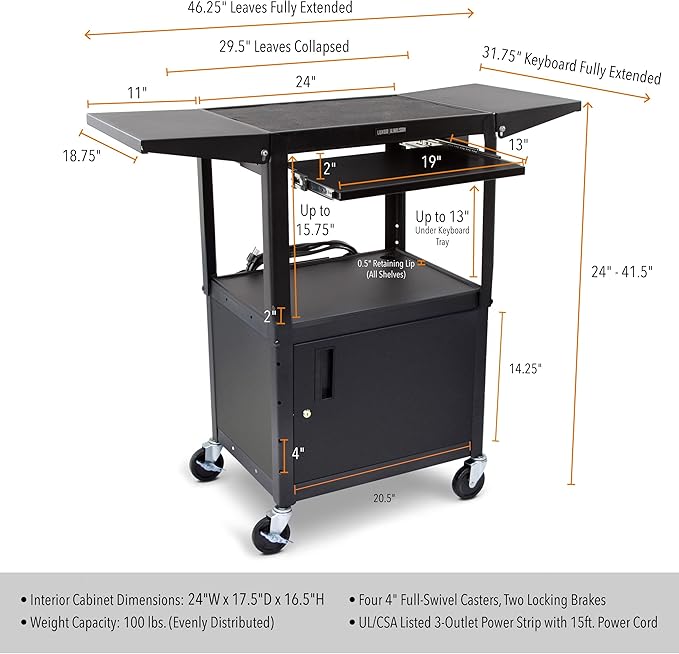 Line Leader Rolling AV Cart - Image 3